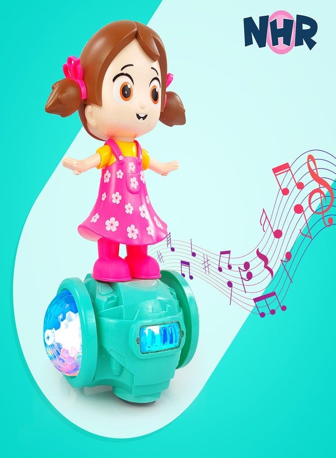 NHR Musical Dancing Girl Toy for Kids | 360° Rotating Bump & Go Action | Lights & Sound Activity Toy for Toddlers | Birthday Gift for Boys & Girls Age 1+ (Pack of 1) - Image 3